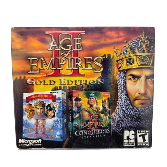 Microsoft Other - Microsoft Age of Empires II Gold Edition PC Game CD-ROM Nostalgia GOOD 90s Pack